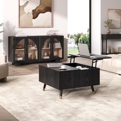 JOINICE Square Lift Top Coffee Table with Storage for Living Room,Black - Image 7
