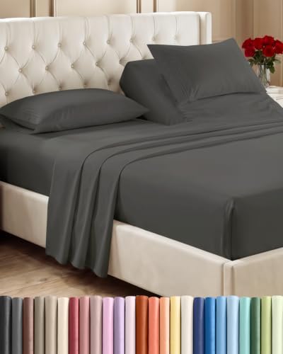Flex Top Split Head King 4 Piece Sheet Set - Soft & Breathable - Charcoal by CGKUnlimited