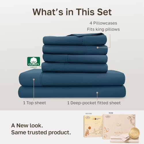 California Design Den 100% Cotton Sateen King Size Sheets, 6 Pc Set - Image 3