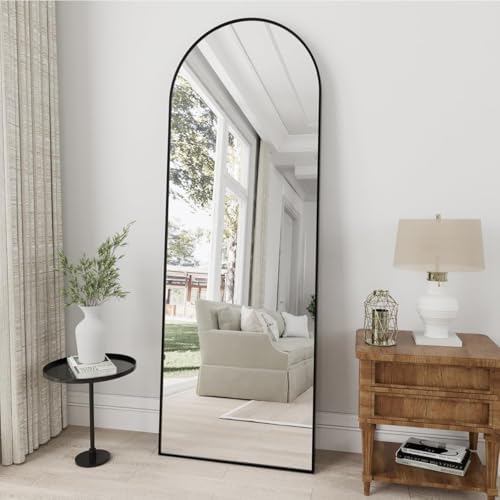 Dewfig Arched Full Length Mirror, 58"X18" Large Full Body Mirror, Black - Image 2