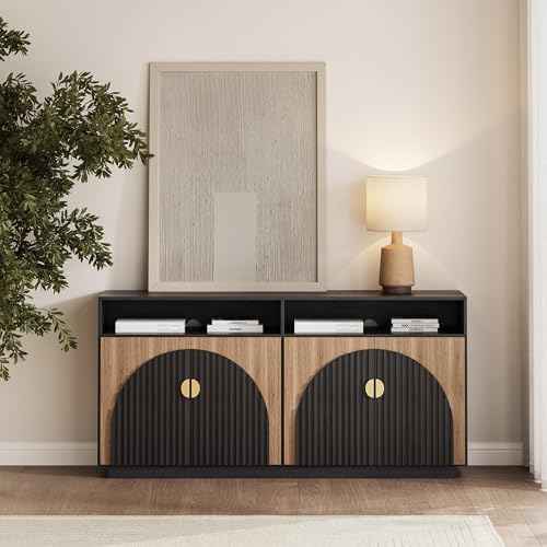 BELLEZE 65" Stacked Sideboard Buffet Cabinet - Camel by BELLEZE