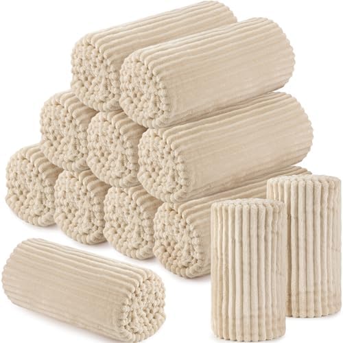 Buryeah 12 Pcs Flannel Blankets Bulk,Fall Outdoor Wedding, Beige by Buryeah