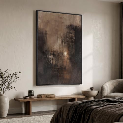 Extra Large Framed Brown Abstract Wall Art for Living Room, Vertical 40x60 - Image 2