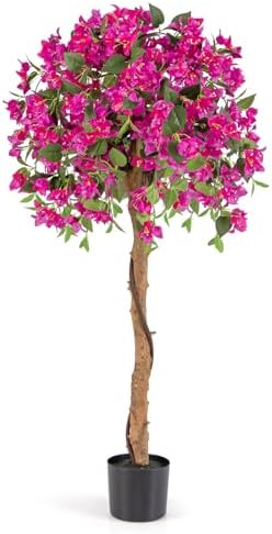Goplus 53” Bougainvillea Artificial Tree, Faux Silk Flower Tree in Pot w/ 576 Flowers, 288 Leaves, Tall Fake Floor Plant, Artificial Plants for Indoor Outdoor Bedroom Living Room Decor by Goplus