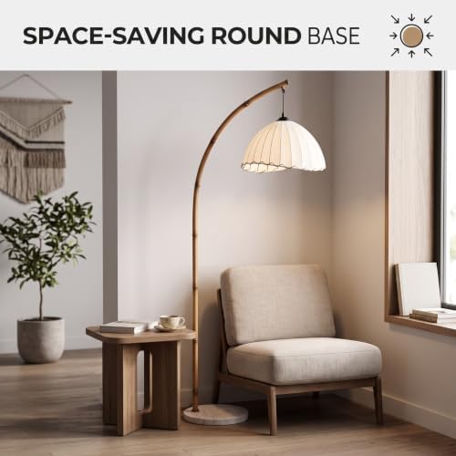 Bamboo-Inspired Arc Floor Lamp, 3 Color Temperatures, Marble Base - Image 7
