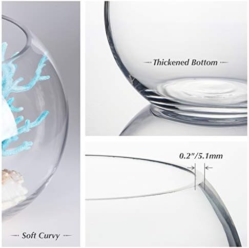 WGV Bowl Glass Vase Bulk, Diameter 8", Height 6", Open Width 5", (Multiple Sizes Choices) Clear Bubble Planter Terrarium Fish Bowl for Wedding Event Home Decor, 6 Pieces (VBW0008A) - Image 3