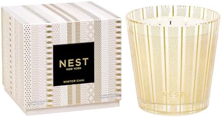 NEST New York Scented 3-Wick Candle, Winter Chai - 21.2 oz - Up to 100-Hour Burn Time - Reusable Glass Vessel by Unknown