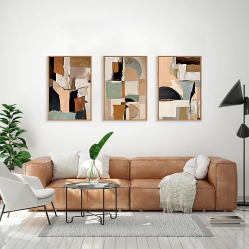 LHIUEM Large Abstract Color Block Framed Canvas Wall Art Set,Colorful Brush Stroke Shapes Wall Decor,Watercolor Pastel Minimalist Artwork for Living Room,Bedroom,Dining Room,Office -24"x36"x3 - Image 2
