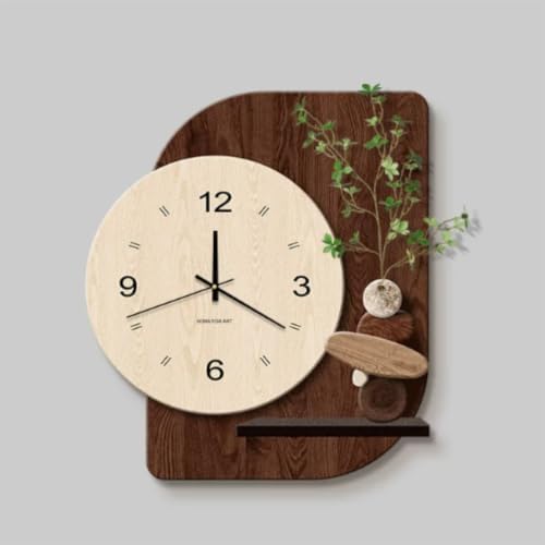 Modern 3D LED Wall Art Decor Silent Clock &Artificial Plant,Crystal Texture by Unknown