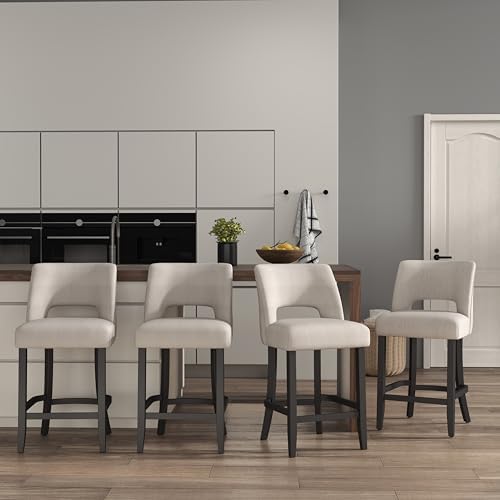 VKNOW Bar Stools Set of 4, 26" Upholstered Counter Height Bar Stools - Image 3