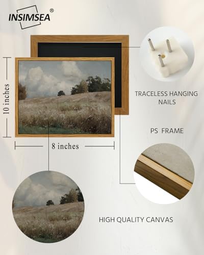InSimSea Framed Canvas Wall Art Vintage Decor, The Vast Grassland Framed Wall Art Room Eclectic Decor, Canvas Wall Art for Living Room, Bedroom Home Bathroom, 8"x10" - Image 3