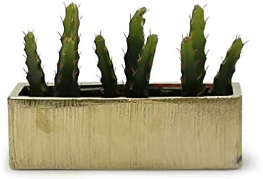WGVI Long Rectangle Ceramic Planter Vase in Gold Etched 12" x 4" x 4"H, Block Rectangular Terrarium Box Pot, Flower Arrangement, Table top Centerpiece, Home Decor Storage Container, 1 Pc. - Image 3
