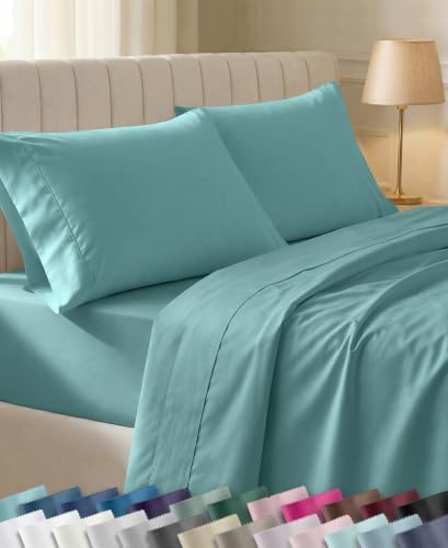 California Design Den 100% Cotton Sateen Queen Size Bed Sheet Set, Teal by CaliforniaDesignDen