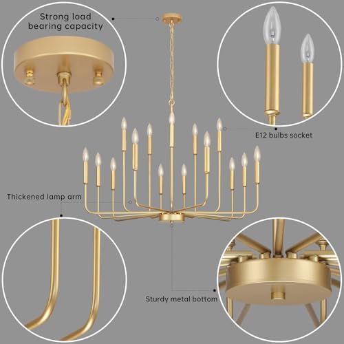 Gold Chandeliers for Dining Room Light Fixture，D40 Inch - Image 5