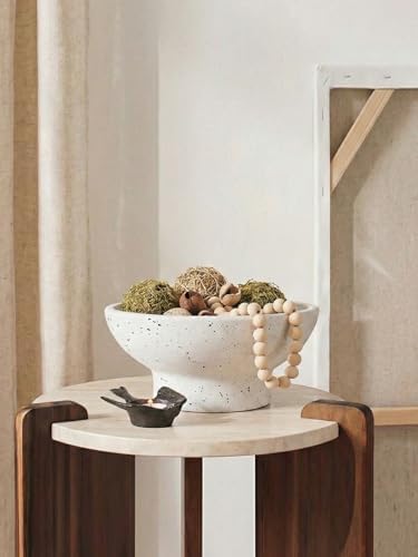 LE TAUCI 10" Ceramic Decorative Bowl, Key Bowl for Entryway, Handcrafted Sturdy Pedestal Bowl, Modern Farmhouse Fruit Bowl for Kitchen Counter, Centerpiece, Speckled White - Image 4
