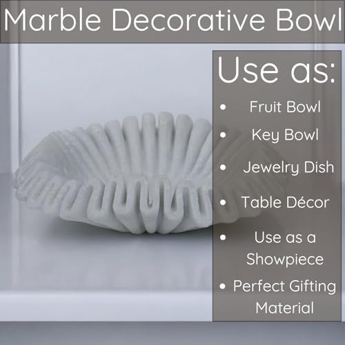 Marble Ruffle Bowl Handcrafted Decorative ScallopBowls - Antique Catchall Jewelry Dish Fruit Organizer for Home & Kitchen (9 inches) - Image 7