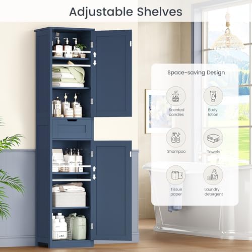 Iwell 66.9" Tall Bathroom Storage Cabinet with 2 Doors & 1 Drawer - Image 6