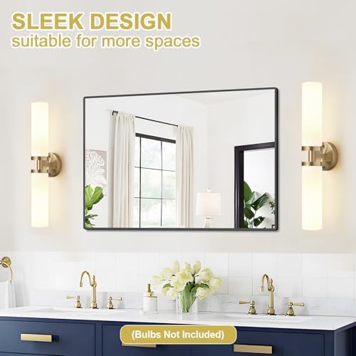Indoi Wall Sconces Set of Two, Hardwired Brass Bathroom Sconces Wall Lighting with Milky White Glass, Modern Sconces Wall Decor Set of 2 Bathroom Light fixtures for Mirror Living Room Hallway Bedroom - Image 6