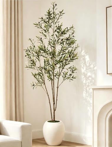 Olive Tree 7 ft with Large Pot: Tall Artificial Indoor Plants by CreatedforWeddingsandHome