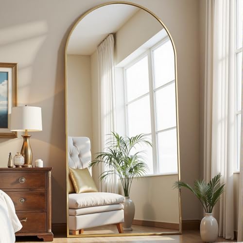 Dewfig Full Length Mirror, 70"x26" Arched Full Body Mirror, Gold by YourSpacePerfectlyReflected