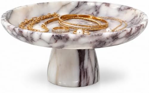 Ignifluence Calacatta Viola Marble Fruit Bowl, Pedestal Decorative Bowl by Unknown