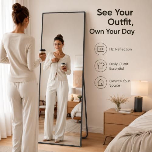 Simple Deluxe Full Length Mirror, 59"x16" Large Floor Mirrors, for Wall Door Bedroom Bathroom Living Room (Black) - Image 2