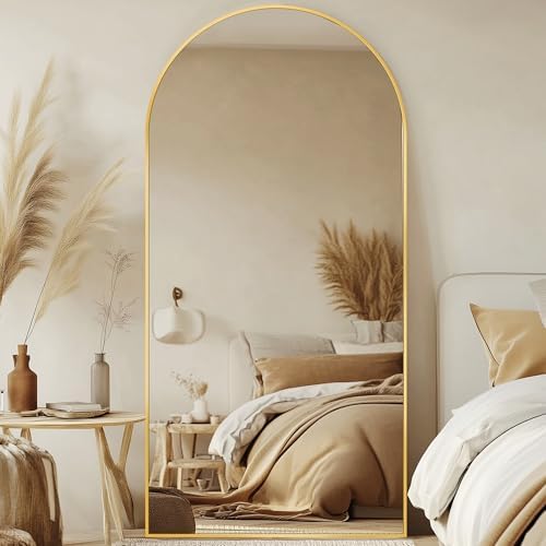 77"x38" Arched Full Length Mirror, Large Floor Mirror, Gold by Unknown