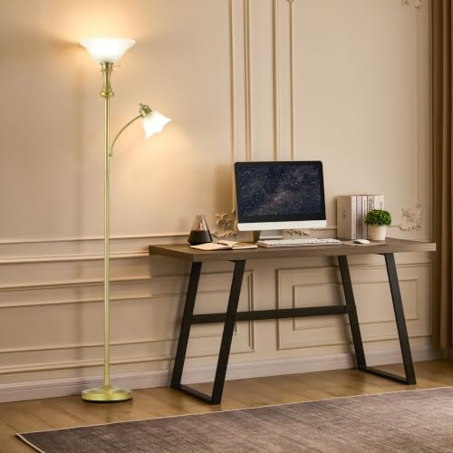 Torchiere Glod Floor Lamp with Adjustable Angle Reading Lamp-71IN - Image 7
