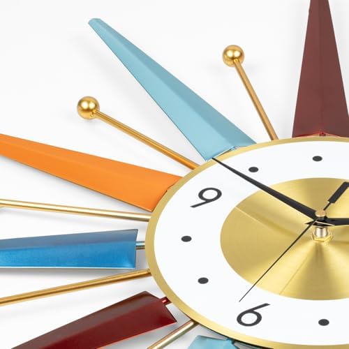 Large Starburst Wall Clock for Living Room Decor 24 Inch Metal Decorative Mid Century Wall Clcok Big Modern Silent Quality Quartz Clock Battery Operated Non Ticking for Kitchen Office Bedroom - Image 7