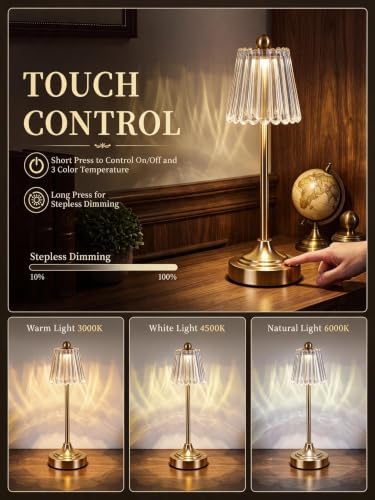 Small Vintage Cordless Table Lamp (Clear, 2 Pack) - Image 2
