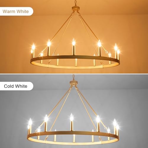 Gold Wagon Wheel Chandelier for Dining Room Light Fixture 12Light Gold Chandelier for Foyer 38inch 27-86" Height Adjustable Pendant Light for Flat Sloped Ceilings Dining Room Kitchen Island Entryway - Image 4