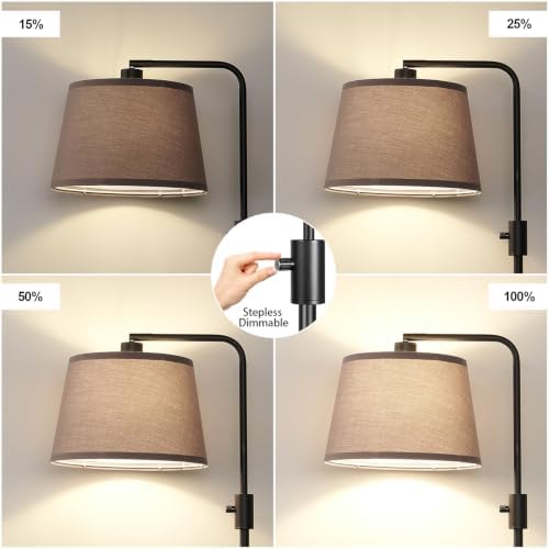 【Upgraded】 Dimmable Black Floor Lamps, 1000 Lumens LED Edison Bulb Included, Arc Black Floor Lamps for Living Room Modern Standing Lamp with Khaki Shade, Tall Lamps for Living Room Bedroom Office - Image 3