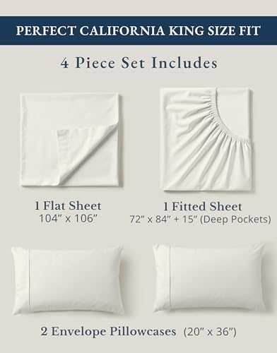 LANE LINEN Cal King Bed Sheets 100% Organic Cotton Soft 4pc - Glacier Grey - Image 4