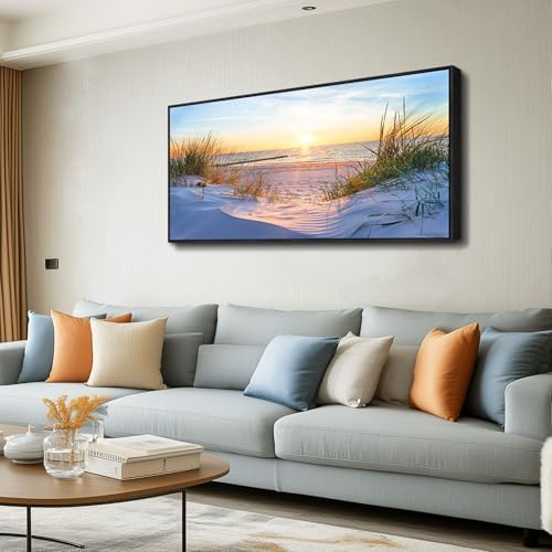 MHARTK66 Large Wall Art for Living Room Modern Wall Decor for Bedroom Beach Landscapes Painting Coastal Picture Ocean Sunset Artwork for Walls Canvas Prints for Bathroom Office Framed Home Decorations - Image 2