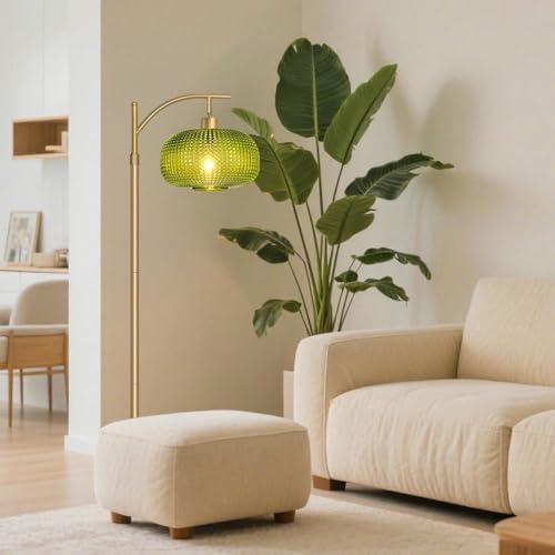 Glass Floor Lamp for Living Room, Dimmable Gold Tall Lamp with Remote - Image 6