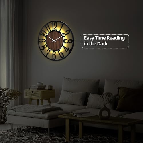 30" Silent Large Wall Clock – Glow Night Light, Battery Operated - Image 5