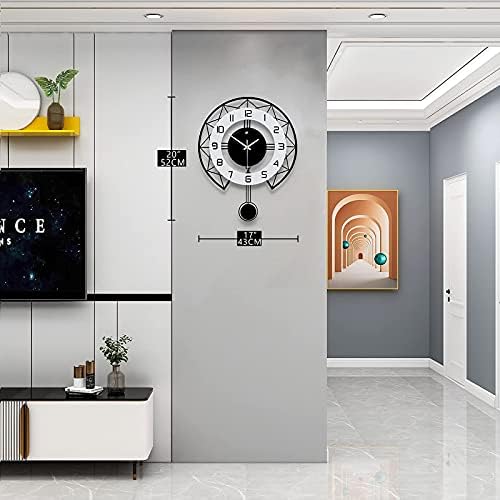 Large Wall Clock for Living Room Decor Modern Silent Pendulum Wall Clock for Home House Kitchen Bedroom Decorative Big Wall Clock Non Ticking Battery Operated Quartz for Indoor Bathroom 17 Inch - Image 3