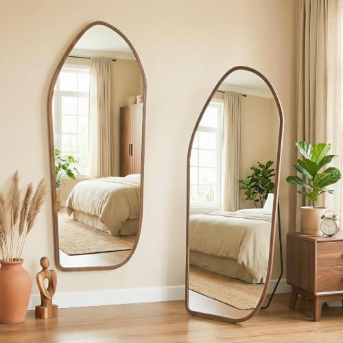 Suidia Full Length Mirror, Oversized Floor Mirror with Solid Wood Frame, Large Standing Mirror for Bedroom Living Room, Wood Art Style, Dark Walnut, 69" L x 26" W - Image 3