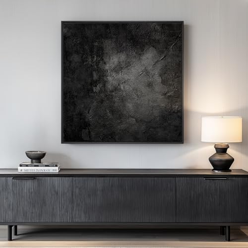 Framed Modern Black Abstract Square Wall Art Decor for Living Room, 30x30 by Cuspin