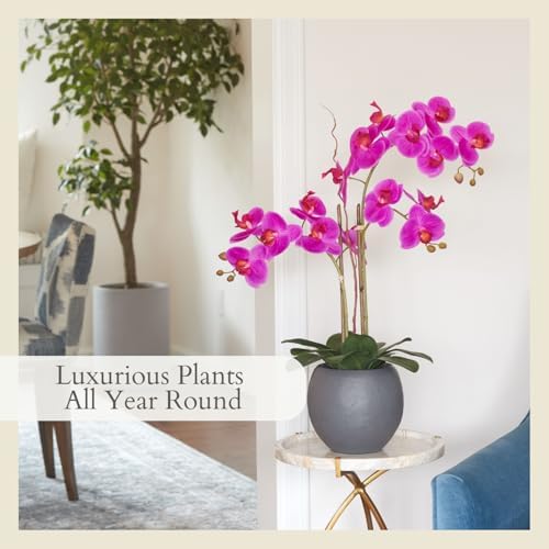 CG Hunter, Faux Pink Orchid Plant, 25 in, Grey, Home Decor - Image 5