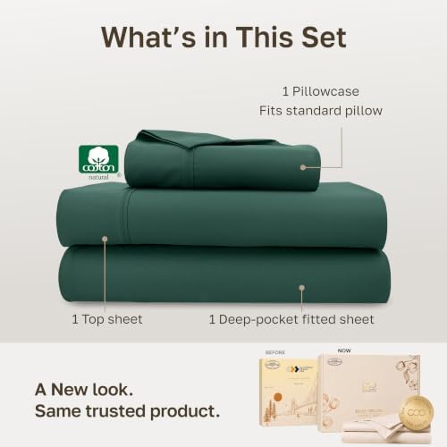 California Design Den 100% Cotton Sateen Twin Size Sheet Set, 3 Pc Set - Image 3
