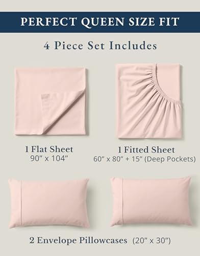 LANE LINEN Queen Size Sheet Set 100% Organic Cotton Percale - Sepia Rose - Image 4