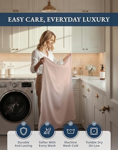 LANE LINEN Cal King Sheet Set 100% Egyptian Cotton Sateen - Sepia Rose - Image 7