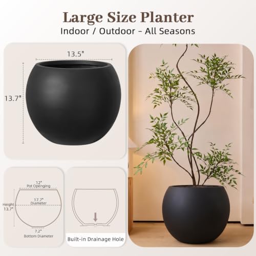 Planters for Indoor Plants with Drainage Hole 17.7''D Lightweight - Image 2
