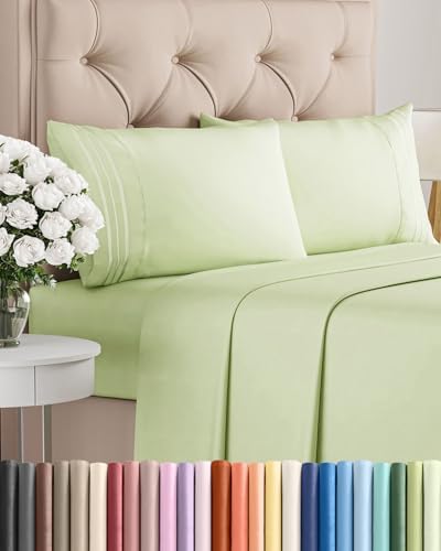 Full Size 4 Piece Sheet Set - Comfy Breathable & Cooling - Light Sage Green by CGKUnlimited