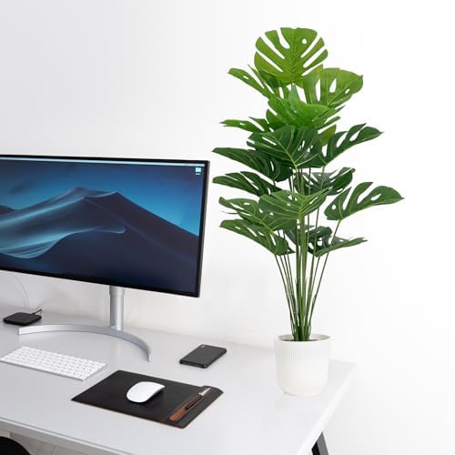SAJANDAS Set of 2 Artificial Monstera Deliciosa Plants in Pots, Fake Tropical Trees with Greenery Leaves Stems, 32 Inch Faux Swiss Cheese Floor Plants for Home Porch, Garden, Office, Store Decor - Image 6