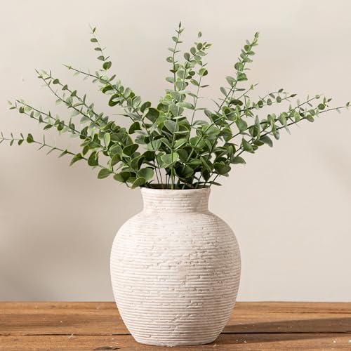 Vanselia Ceramic Flower Vase Home Decor - Small Farmhouse Table Vases Rustic Vintage Living Room Kitchen Bedroom Decorations for House Book Shelf Office Coffee Desk Dining Fireplace (6" Rustic) by VanseliaHome