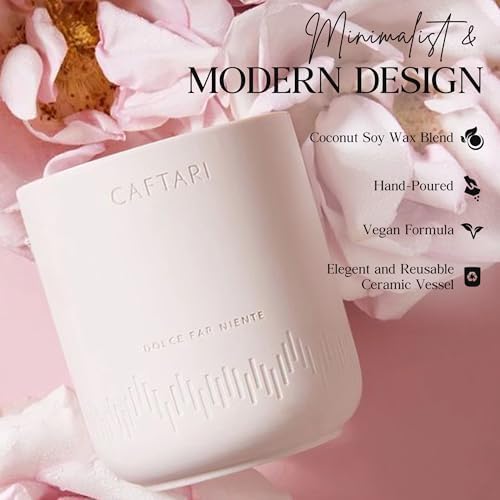 CAFTARI Luxury Aromatherapy Candle | Rose & Sandalwood Scented | 60 Hour Burn | Clean Coconut Soy Wax | Vegan, Gift-Ready Candle for Sleep & Home Spa Feel | Dolce Far Niente - Image 3
