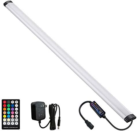 Dimmable Under Cabinet Lighting, RGB LED Light Bar, RF Remote Control Lamp, Multicolor Under Counter Lights for Desk, Room, Cupboard, Hallway, Shelf, Closet (24 Inch) by LAIFUNI