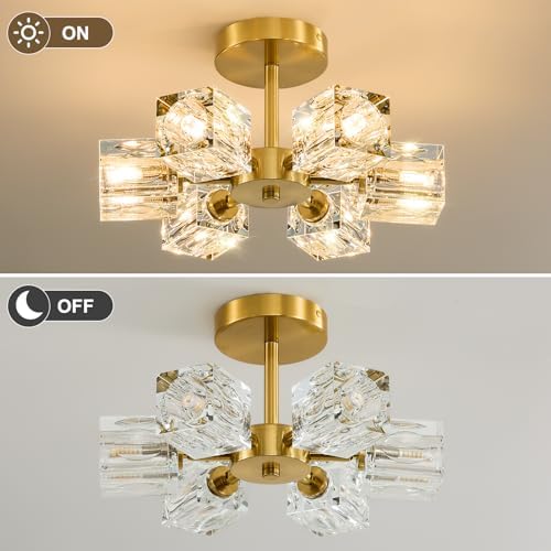 Sputnik Crystal Semi Flush Ceiling: Dining Room Bathroom Bedroom Chandelier - Image 5